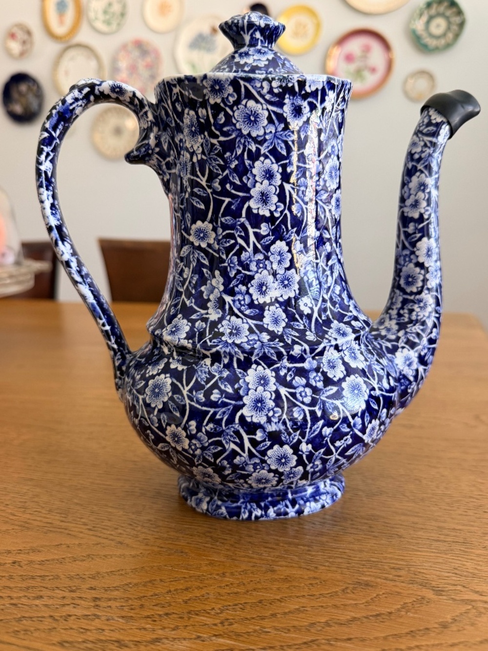 Rare, Vintage Burleigh Blue Calico Coffee Pot